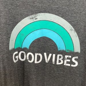 Cute Good Vibes black long sleeve soft cotton top, 20W
